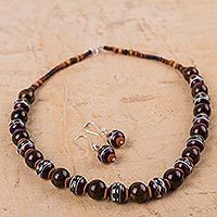 Ceramic beaded jewelry set,
