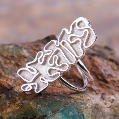 Modern Cocktail Ring Crafted in Sterling Silver from Peru