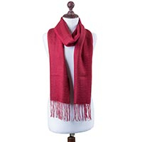 Alpaca and silk scarf Crimson Hearts Peru