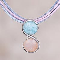 Rose quartz and amazonite pendant necklace,