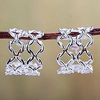 Sterling silver half hoop earrings,