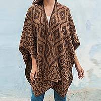 Reversible alpaca blend ruana cape,
