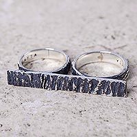 Sterling silver two-finger ring,