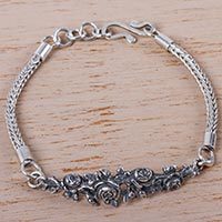 Silver flower bracelet,