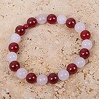 Carnelian and rose quartz stretch bracelet,