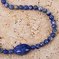 Sodalite beaded pendant necklace,