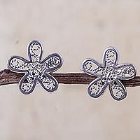 Sterling silver flower earrings,