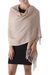 100% alpaca shawl, 'Timeless in Beige' - Baby Alpaca Backstrap Loom Shawl Handwoven in Beige thumbail