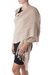 100% alpaca shawl, 'Timeless in Beige' - Baby Alpaca Backstrap Loom Shawl Handwoven in Beige (image 2b) thumbail