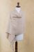 100% alpaca shawl, 'Timeless in Beige' - Baby Alpaca Backstrap Loom Shawl Handwoven in Beige (image 2e) thumbail