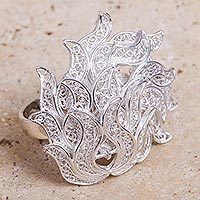 Sterling silver filigree ring,