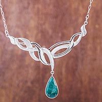 Chrysocolla pendant necklace,