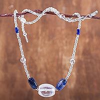 Sodalite and quartz beaded necklace,