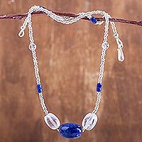 Sodalite and quartz beaded necklace,