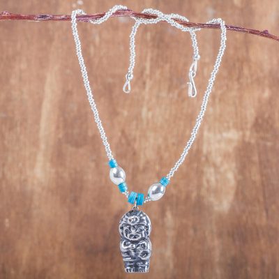 Sterling silver beaded pendant necklace, Idol