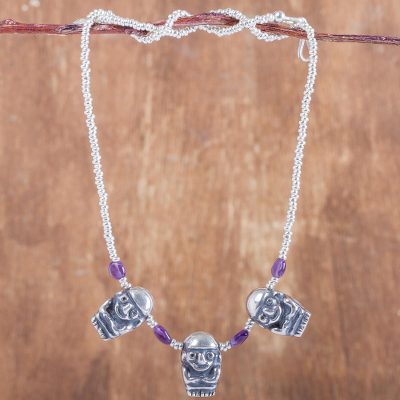 Amethyst beaded pendant necklace, Inca