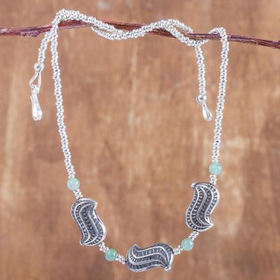 Aventurine and sterling silver beaded necklace, Peanuts