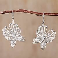 Sterling silver filigree dangle earrings,
