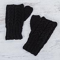 100% alpaca fingerless mittens,
