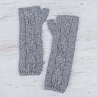 100% alpaca fingerless mittens,