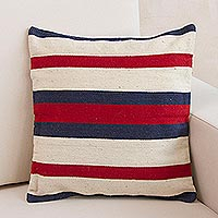 Wool cushion cover Symmetry in Red and Blue Peru