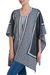 Reversible alpaca blend ruana cape, 'Parallel Roads' - Reversible Grey Striped Andean Ruana in an Alpaca Blend thumbail