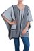 Reversible alpaca blend ruana cape, 'Parallel Roads' - Reversible Grey Striped Andean Ruana in an Alpaca Blend (image 2b) thumbail