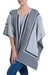 Reversible alpaca blend ruana cape, 'Parallel Roads' - Reversible Grey Striped Andean Ruana in an Alpaca Blend (image 2c) thumbail