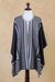Reversible alpaca blend ruana cape, 'Parallel Roads' - Reversible Grey Striped Andean Ruana in an Alpaca Blend (image 2e) thumbail