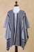 Reversible alpaca blend ruana cape, 'Parallel Roads' - Reversible Grey Striped Andean Ruana in an Alpaca Blend (image 2f) thumbail