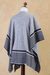 Reversible alpaca blend ruana cape, 'Parallel Roads' - Reversible Grey Striped Andean Ruana in an Alpaca Blend (image 2g) thumbail