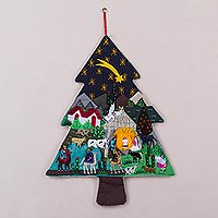 Applique wall hanging, 'Andean Christmas Pine' - Handcrafted Andean Christmas Pine Tree Applique Wall Hanging