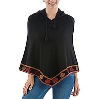100% alpaca hooded poncho,