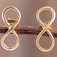 Gold plated sterling silver button earrings,