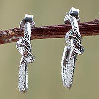 Sterling silver half-hoop earrings,