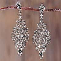Sterling silver filigree chandelier earrings,