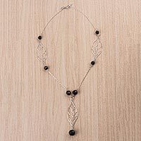 Obsidian Y necklace,