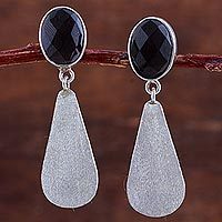 Obsidian dangle earrings,