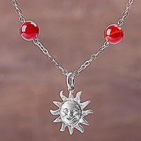 Agate accented silver pendant necklace,