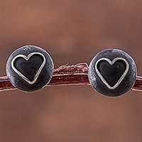 Sterling silver button earrings,
