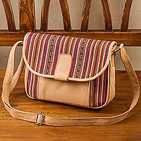 Leather accented wool blend shoulder bag Cuzco Palette Peru
