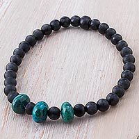 Agate and chrysocolla beaded bracelet,