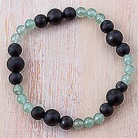 Agate and aventurine beaded bracelet,
