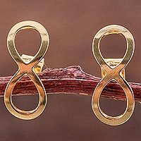 Gold plated button earrings,
