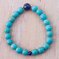 Lapis lazuli beaded stretch bracelet,