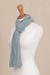 100% alpaca scarf, 'Celadon Braid' - Knitted Unisex Scarf in Celadon 100% Alpaca from Peru (image 2e) thumbail