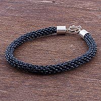 Braided leather bracelet,