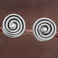 Sterling silver button earrings,