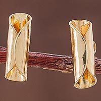 Gold plated button earrings,