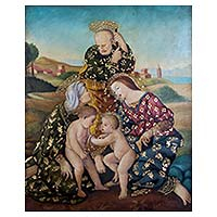 'Holy Family with Elisabeth' (2016) - Christian Oil on Canvas Painting of the Holy Family
